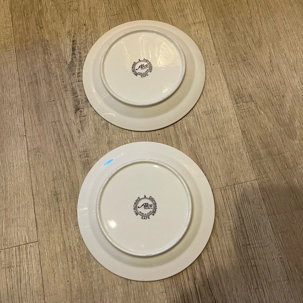 Alco Blue Floral Roses Plates 7” Side Salad Plates Set of 2